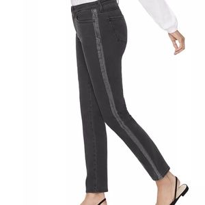 NYDJ Sheri Slim Jeans Black Side Stripe Size 4